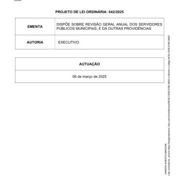 PREFEITURA DE TANGARÁ DA SERRA PUBLICA PROJETO DE LEI 042/2025 REFERENTE A RGA